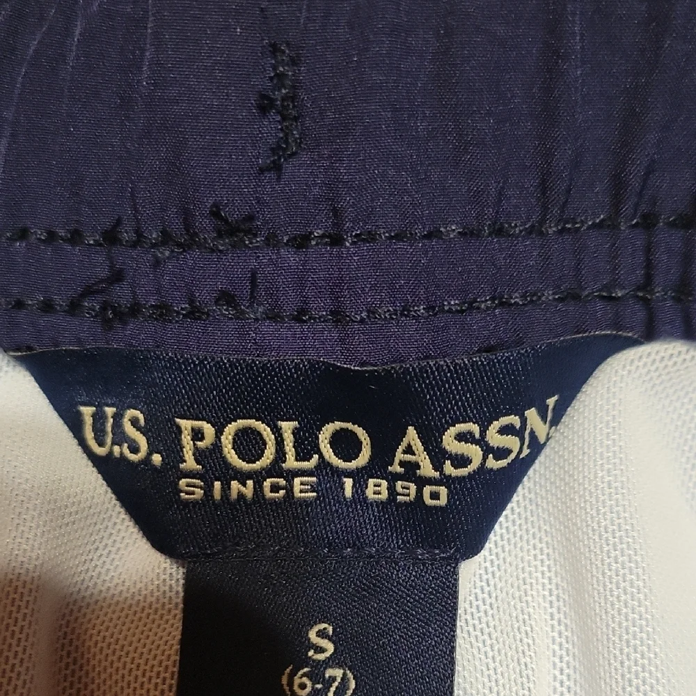 U.S. Polo Assn. Light Blue Swim Trunks with Stripes Size Small 6/7 New With Tags